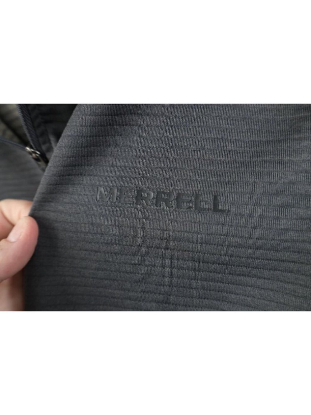 Merrell Mens Small Thermal Ribbed Knit 1/4 Zip Pullover Trekking Jacket Top Gray - Picture 5 of 14